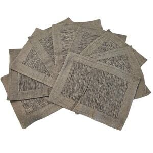 Set of 9 Table Placemats Textured Beige Gray